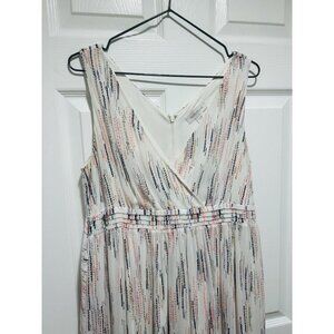 Motherhood Maternity Women’s M White Pink Blue Sleeveless  Chiffon Maxi Dress